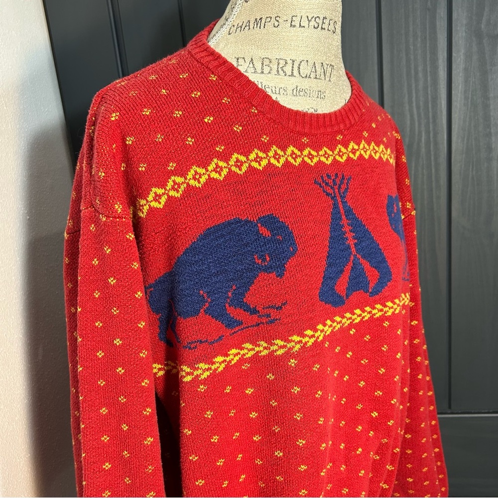 Polo Ralph Lauren Vintage Rare Sweater Buffalo Tipi Size XXL - Picture 2 of 6